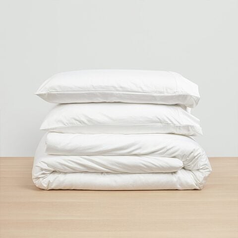 Image 56: Bamboo Cotton Duvet Sheet Set, White-Queen