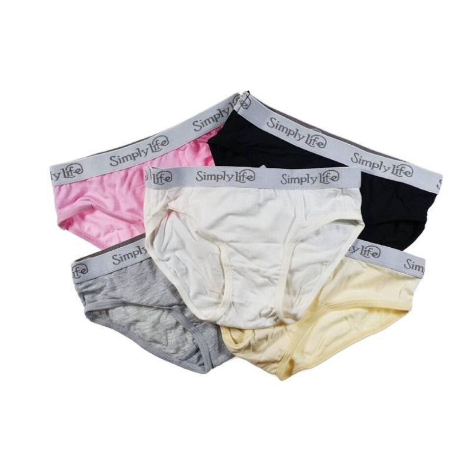 Girls Bamboo Briefs With Grey Jacquard Band - 5 Pack Set