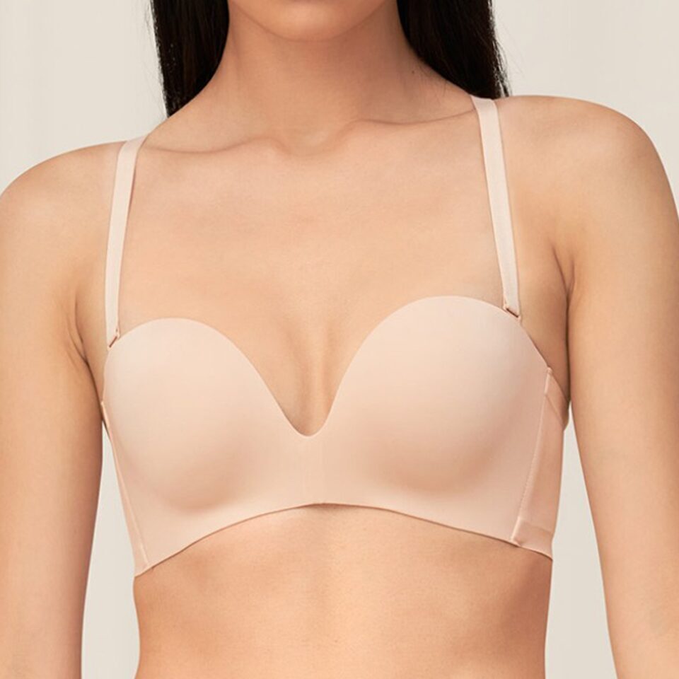 Invisible Inside-Out Delicate Wired Padded Bra in Dove Gray