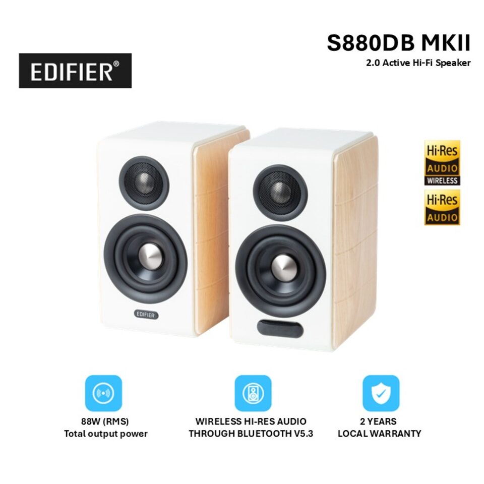 Edifier Bookshelf S880DB MKII Hi-Res Audio BT 88W + Free Delivery