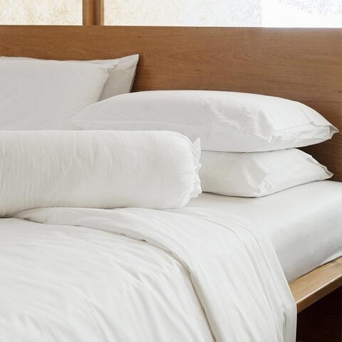 Image 72: Bamboo Cotton Bolster Case, White