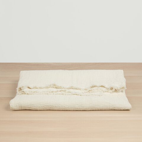 Image 77: Double Linen Throw-Ivory