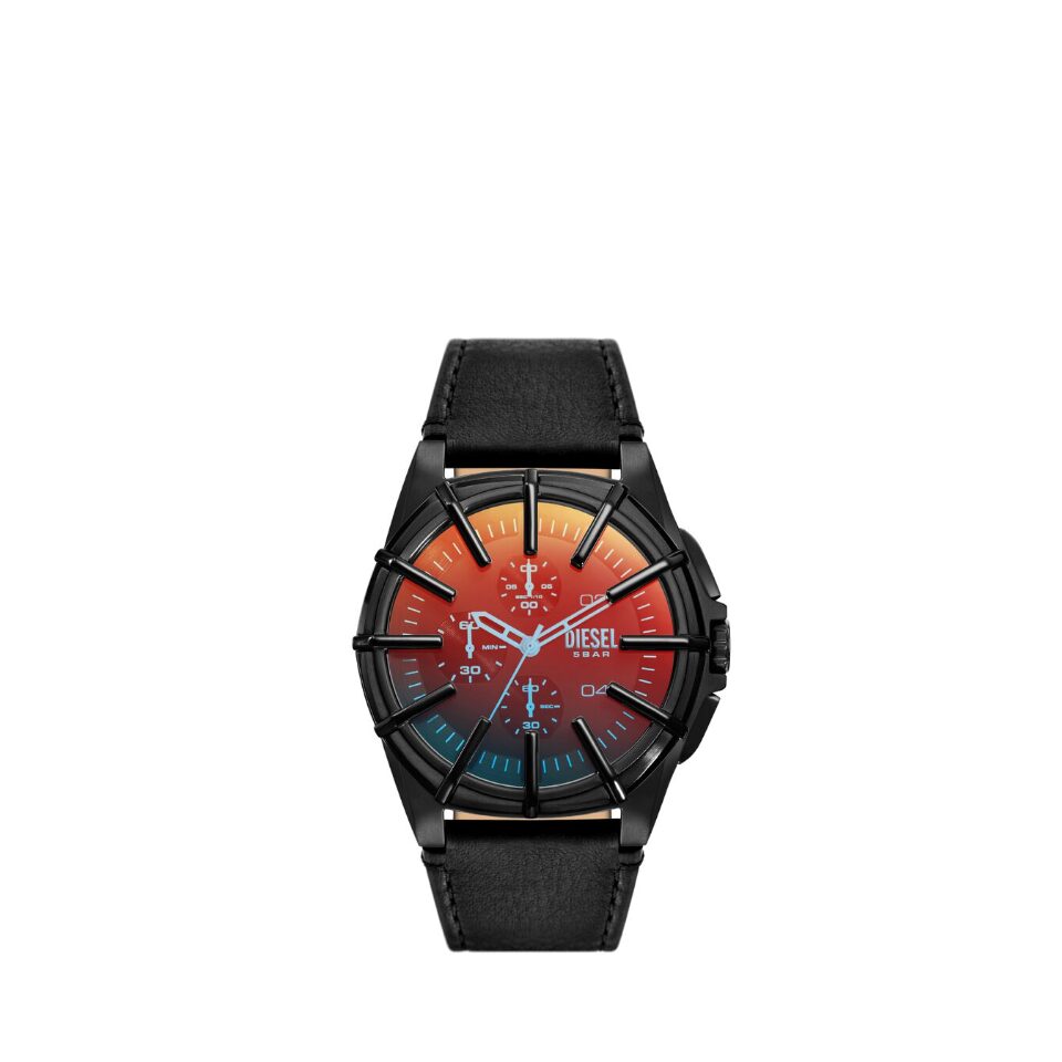 Diesel Framed Chronograph Black Leather Watch | Takashimaya
