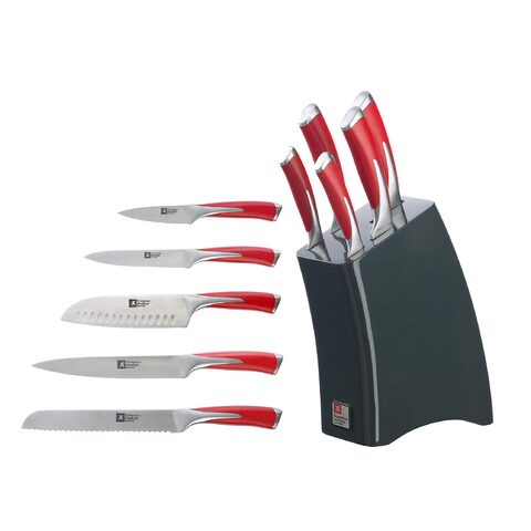 Ceppo Bambù con Set 5 Coltelli Acciaio
