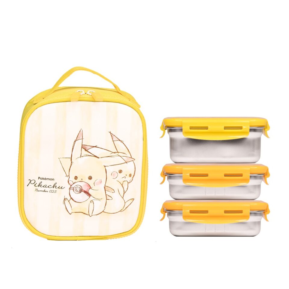 Pokemon Triple Stainless Steel Lunch Box & Square Insulated Lunch