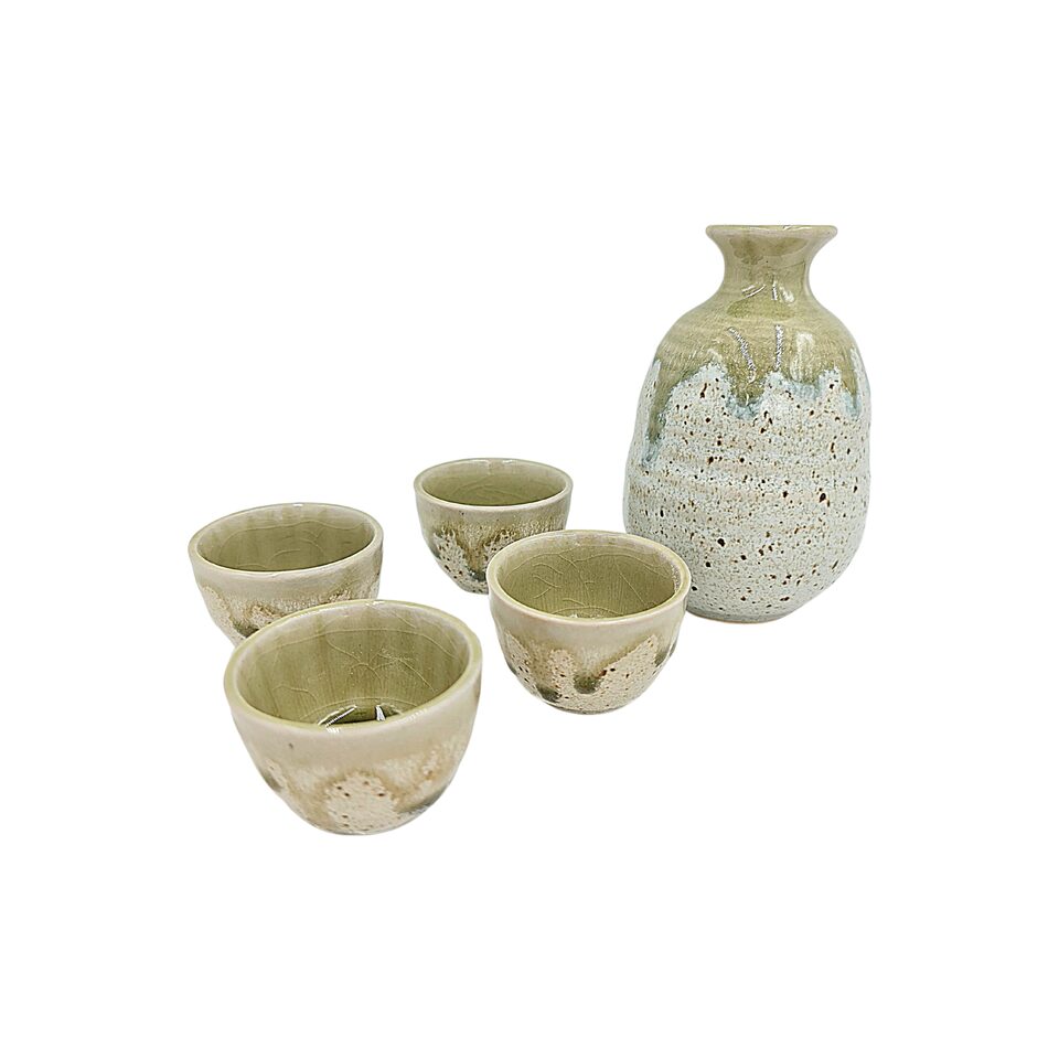 1+4 Sake Set White & Green | Takashimaya