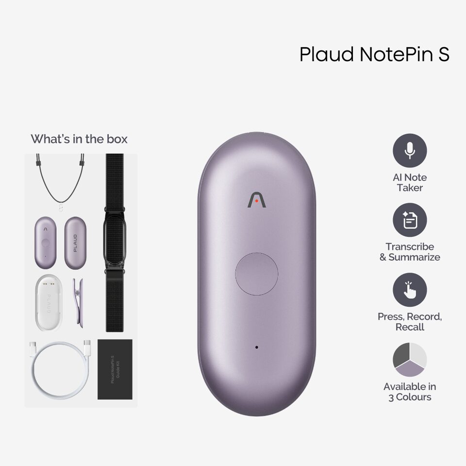 PLAUD NotePin S Wearable AI Note Taker + Free Delivery | Takashimaya