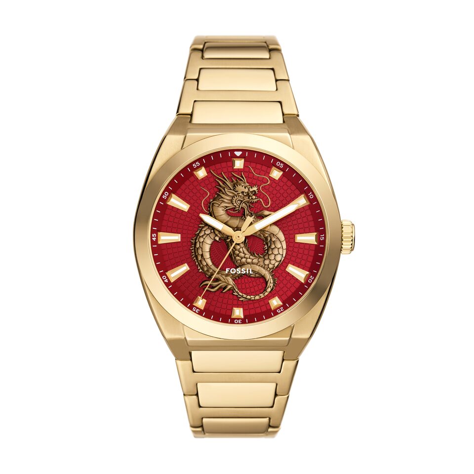 Fossil Everett Three Hand Gold Tone Stainless Steel Watch