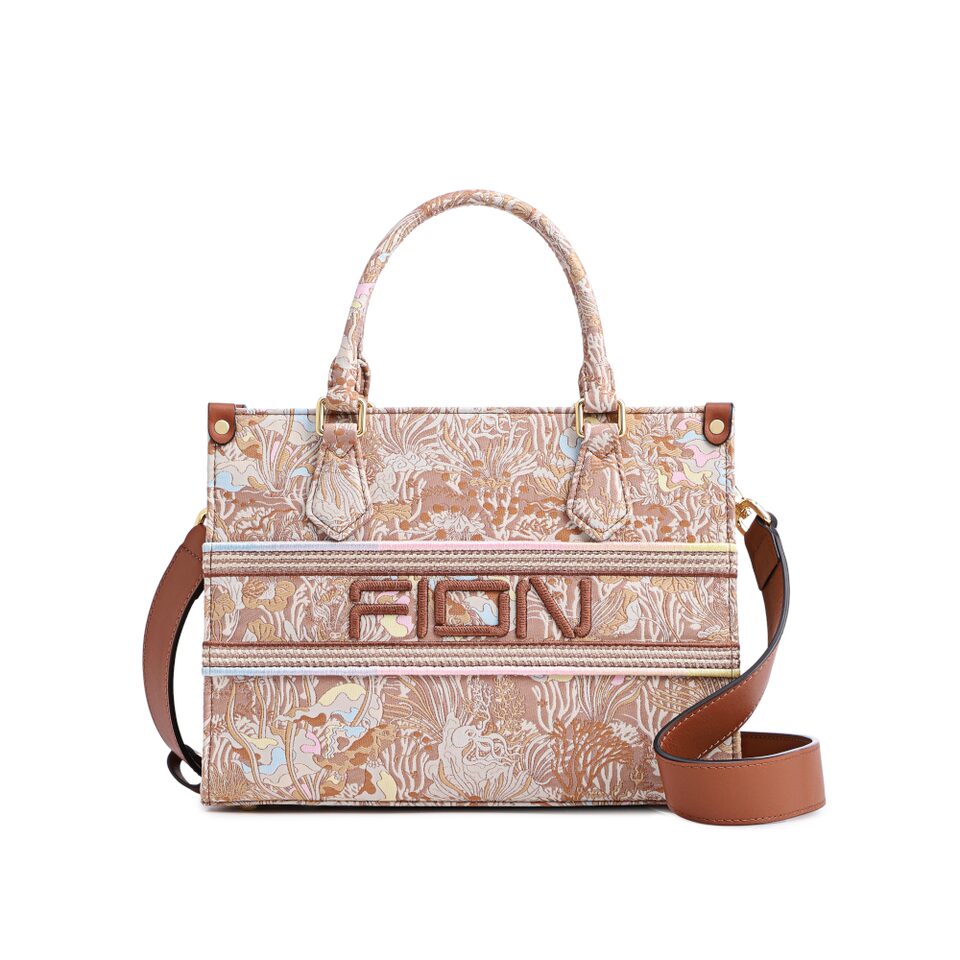 Fesco Medium Sized Shoulder Bags FION Jin Fresco Jacquard With Cow 