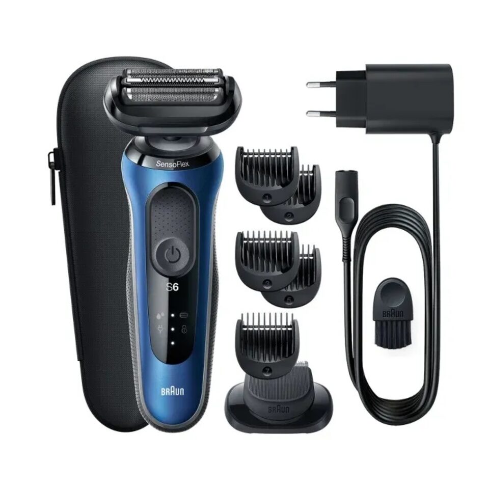 Series 6 61-B1500s Wet & Dry Shaver with Travel Case And 1 Attachment, Blue