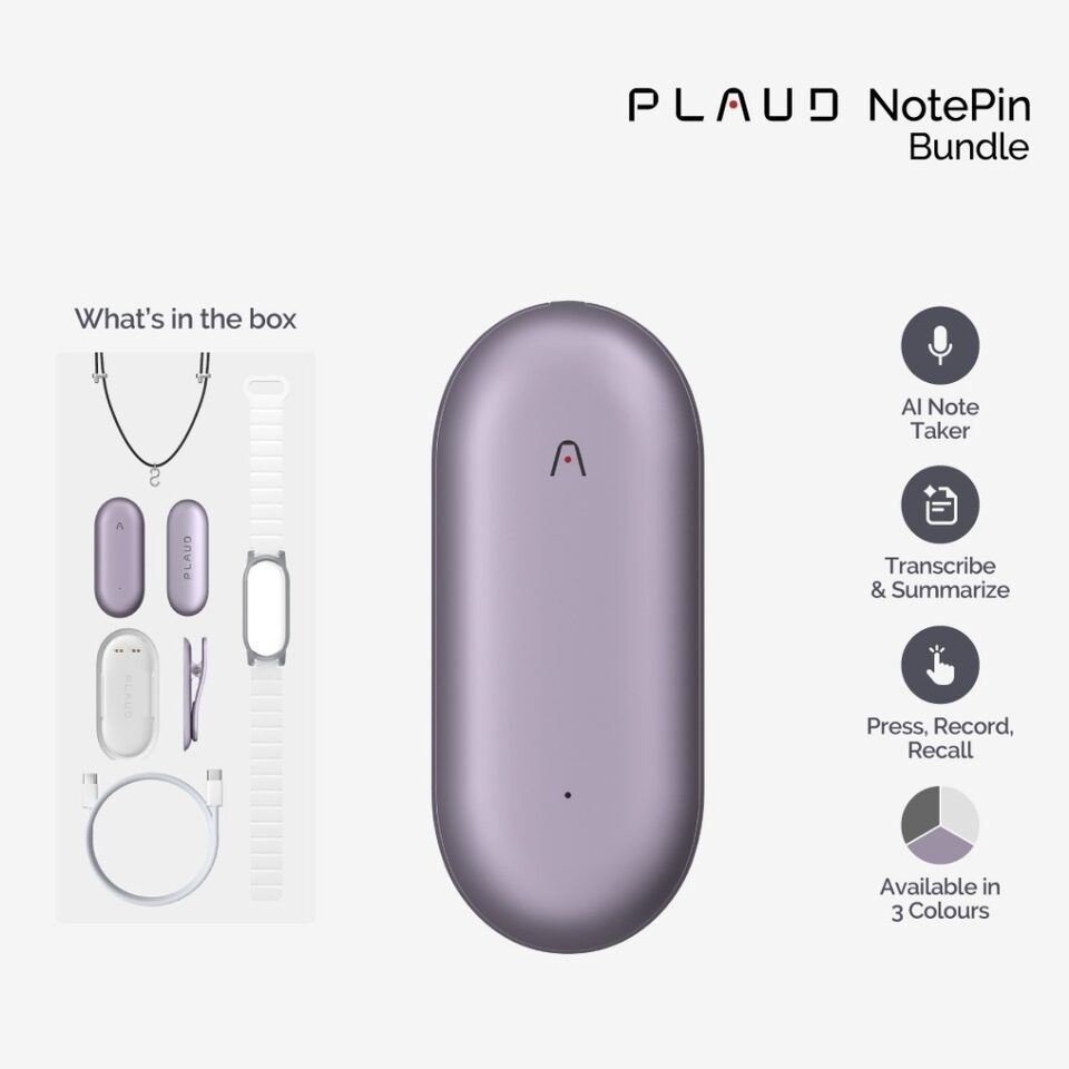 その他 PLAUD NotePin Bundle PLAUD NOTEPIN BUNDLE - WEARABLE NOTE-TAKING DEVICE (COSMIC GREY