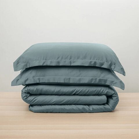 Image 69: Bamboo Lyocell Duvet Sheet Set, Slate Blue-Queen