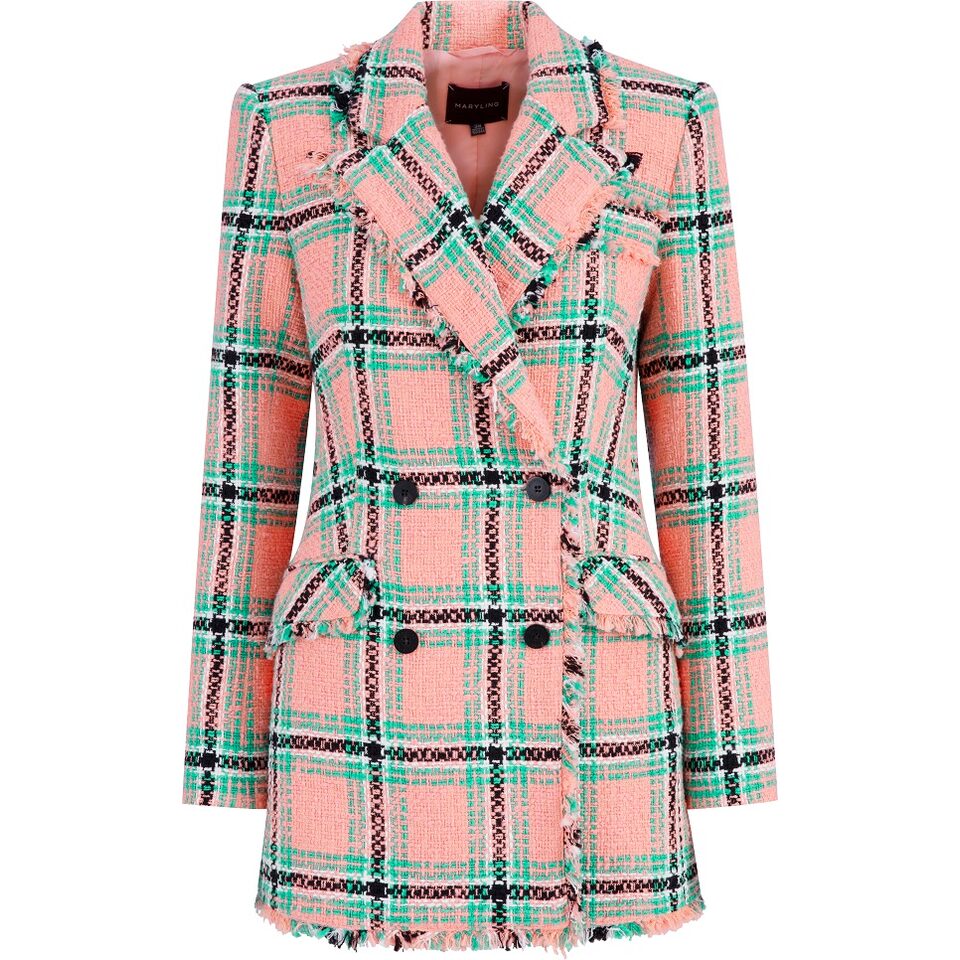 Checkered double hot sale breasted blazer